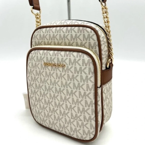 Michael Kors Medium NS Chain Xbody Bag Vanilla/Brown - Picture 1 of 10